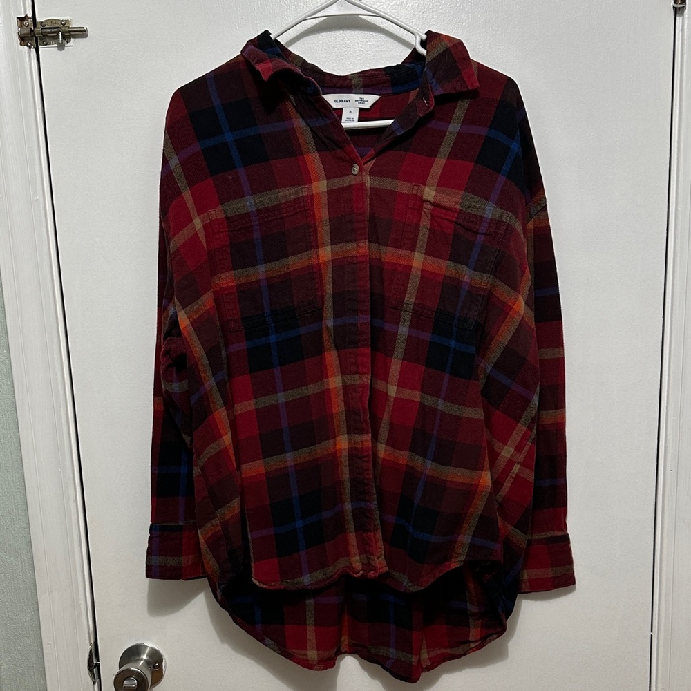 Old Navy Red and Blue Plaid Shirt